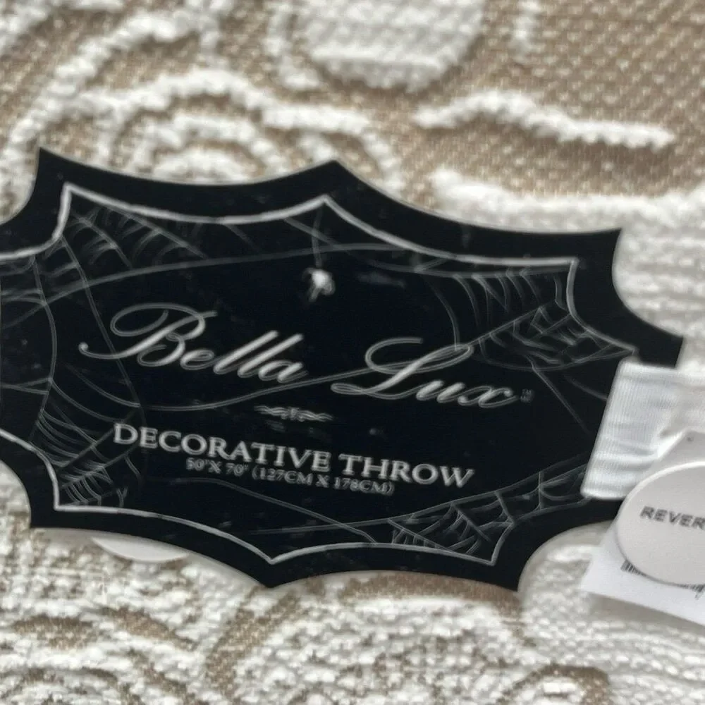 Bella Lux Halloween Skull Rose Reversible Decorative Throw Blanket